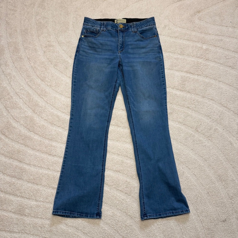 Democracy Ab Solution Bootcut Jeans Medium Blue Denim Women 12 pull on stretch